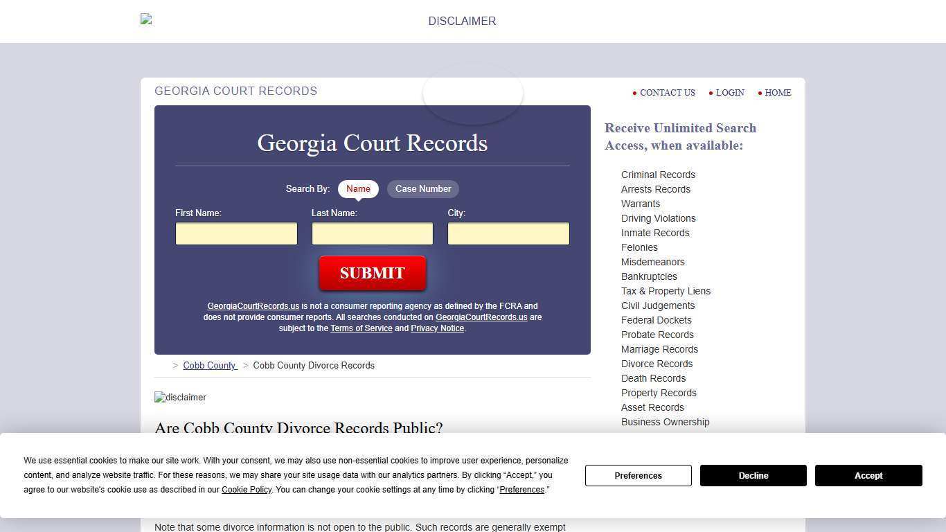 Cobb County Divorce Records | GeorgiaCourtRecords.us